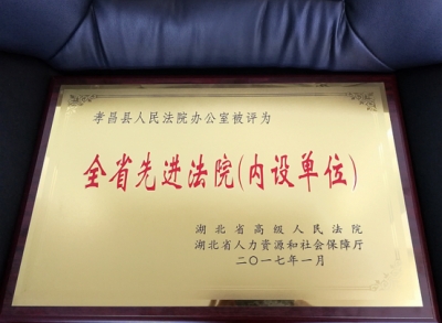 孝昌法院办公室荣获全省法院先进内设机构称号