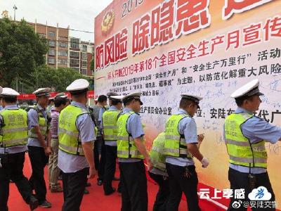 安陆交警组织开展安全生产月宣传咨询活动