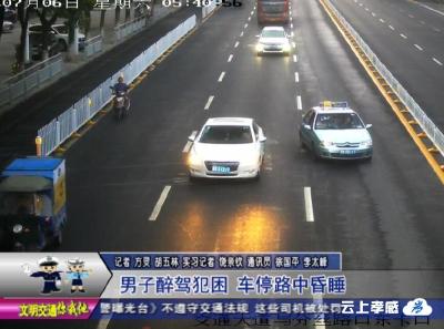 男子醉驾犯困  停在路中昏睡