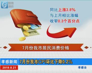 7月份我市CPI环比下降0.2%