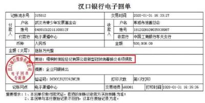 梧桐树保险公司捐款50万元 助力孝感战“疫”