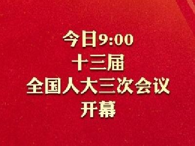 十三届全国人大三次会议今日上午9时开幕