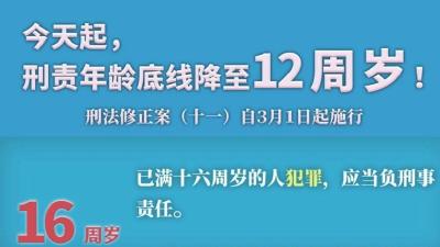 今天起，12岁成为刑责年龄新底线