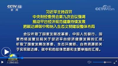 习近平主持召开中央财经委员会第九次会议强调 推动平台经济规范健康持续发展 把碳达峰碳中和纳入生态文明建设整体布局