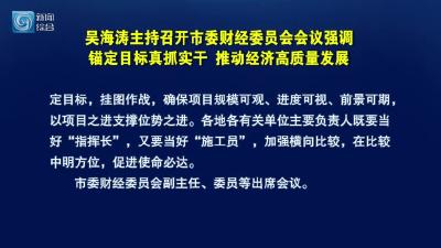 吴海涛主持召开市委财经委员会会议强调 锚定目标真抓实干 推动经济高质量发展