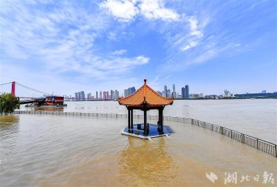  江水漫上武昌黄花矶凉亭