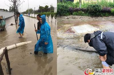 暴雨致城区部分路段积水 市政部门奋战排水一线 