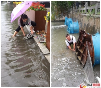 暴雨夜袭潜城 市政局全员奋战保畅通