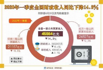 一季度全国财政收入同比下降14.3%