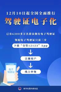 我国全面推行驾驶证电子化 已有6300多万人拥有电子驾驶证