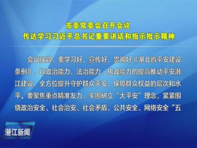 市委常委会召开会议  传达学习习近平总书记重要讲话和指示批示精神