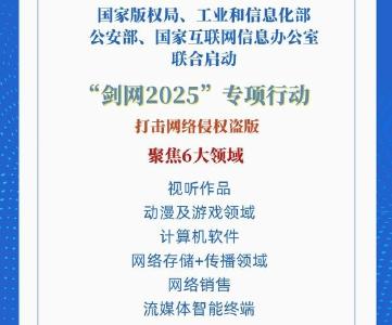 剑指网络侵权盗版！四部门启动“剑网2025”专项行动