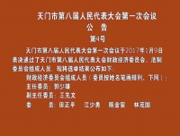 天门市第八届人民代表大会第一次会议公告 第4号