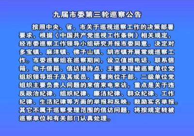 九届市委第三轮巡察公告