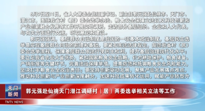 郭元强赴仙桃天门潜江调研村（居）两委选举相关立法等工作