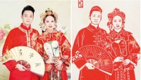 别出心裁的结婚礼物:竹山艺人用剪纸剪出好友婚纱照