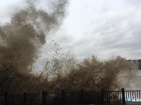 台风“泰利”路径拐弯影响不减 浙江温岭石塘掀巨浪