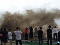 台风“泰利”路径拐弯影响不减 浙江温岭石塘掀巨浪