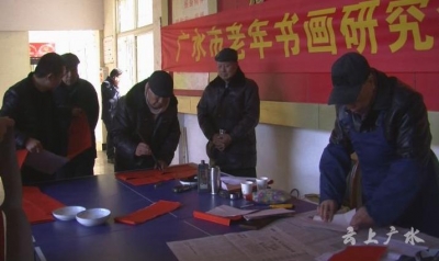 市老年书画研究会送春联下乡
