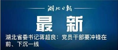 湖北省委书记蒋超良：党员干部要冲锋在前、下沉一线