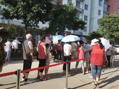 蔡甸区商务局党员干部协助下沉社区做好核酸检测