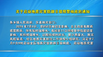 关于启动地质灾害防御Ⅲ级预警响应的通知