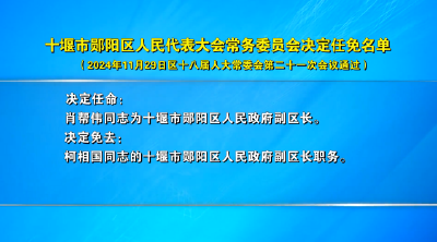 十堰市郧阳区人民代表大会常务委员会决定任免名单
