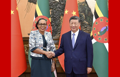习近平会见多米尼克总统伯顿 