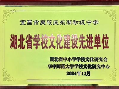 东湖初中被表彰为“湖北省学校文化建设先进学校”