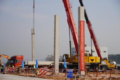 楚能新能源宜昌80GWh全新一代锂电池项目首批预制柱吊装