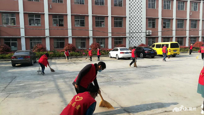襄州区龙王镇：清洁校园 志愿者在行动 
