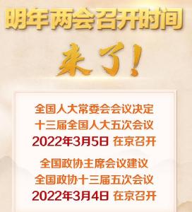 明年全国两会召开时间来了！