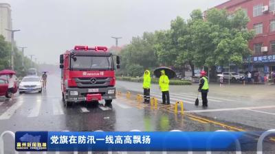 党旗在防汛一线高高飘扬