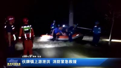 伙牌镇上游泄洪  消防紧急救援