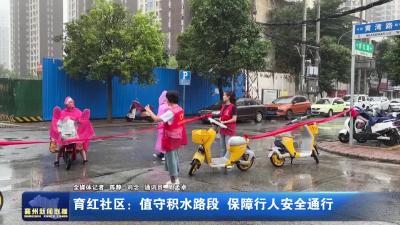 育红社区：值守积水路段  保障行人安全通行
