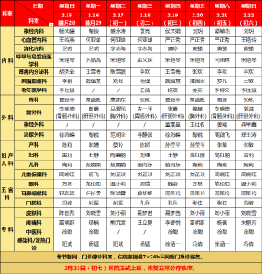 襄阳市第六人民医院2026年春节期间门诊安排！