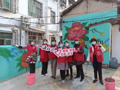 赤壁街道四海社区：整理花箱 美化环境 共建和谐家园
