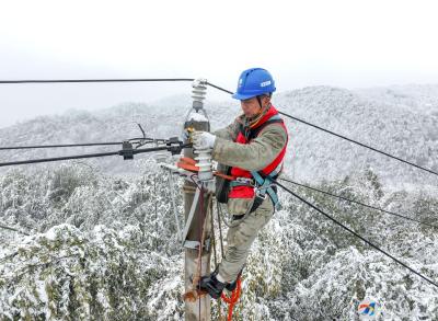 咸安供电公司“跑山电工”鏖战风雪