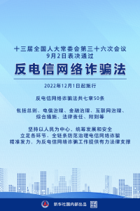 《中华人民共和国反电信网络诈骗法》公布（附全文）