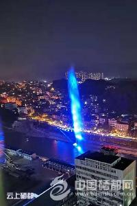 州城清江音乐喷泉进入灯光调试阶段