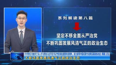 《中共黄石市委关于深入学习贯彻习近平总书记考察湖北重要讲话精神、奋力谱写中国式现代化黄石篇章的决定》解读（八）|  不断巩固发展风清气正的政治生态