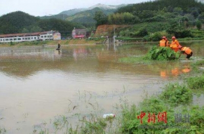 黄冈一村民河中捞鱼被困 消防展开紧急救援