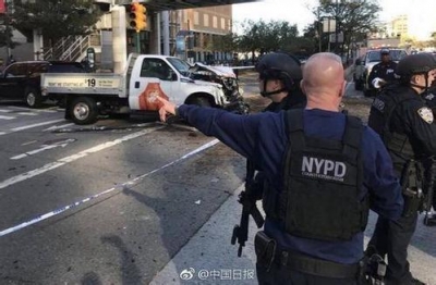 纽约曼哈顿发生卡车撞人恐袭事件 致8人死亡10多人受伤