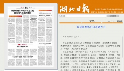 【湖北日报专栏】《湖北日报》刊发王立兵同志署名文章：彰显监督执纪问责新作为