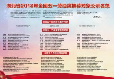 刚公示！湖北这64个单位和个人拟获全国表彰，要去北京领奖！