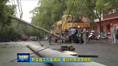 野蛮施工引发祸端 黄冈供电紧急排险