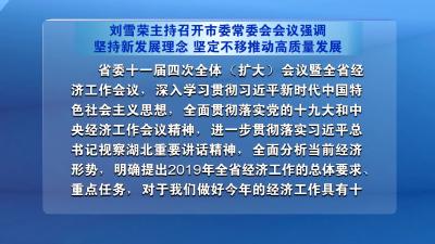 刘雪荣主持召开市委常委会会议强调  坚持新发展理念，坚定不移推动高质量发展