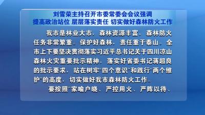 视频︱刘雪荣主持召开市委常委会会议强调：提高政治站位 层层落实责任 切实做好森林防火工作