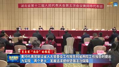 《来自省“两会”的报道》 黄冈代表团审议省人大常委会工作报告和省两院工作报告时提出  为实现“两个更大”发展追求提供坚强法治保障