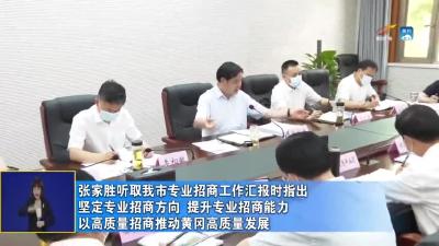 张家胜听取我市专业招商工作汇报时指出  坚定专业招商方向 提升专业招商能力 以高质量招商推动黄冈高质量发展